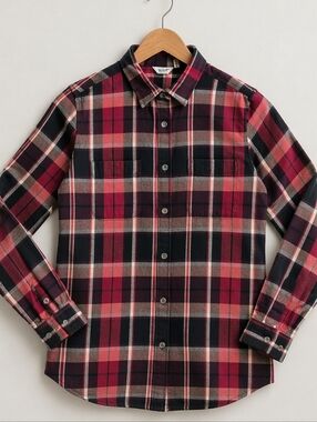 Woolrich Plaid Cotton Flannel Shirt Medium Red Black Cozy Cabin Core
